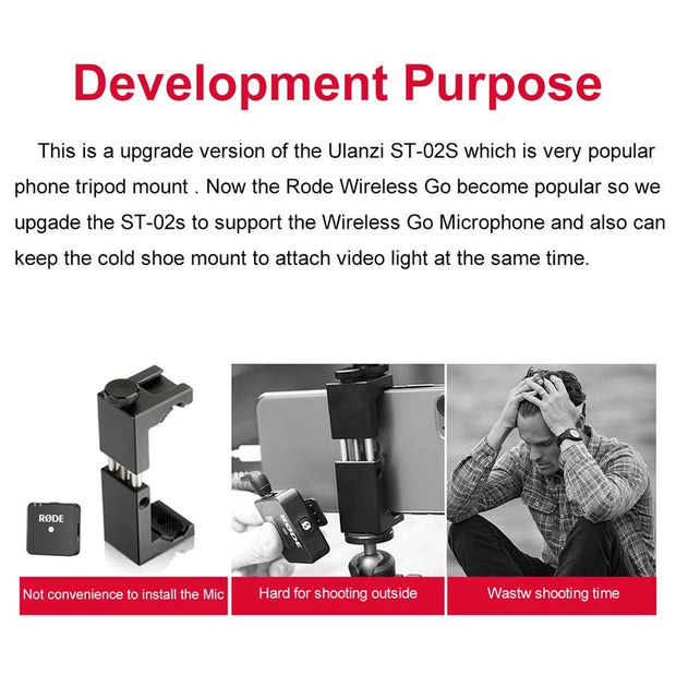 Buy High Quality Ulanzi Metal Phone Holder Clip with Wireless Mic Holder - Sound21