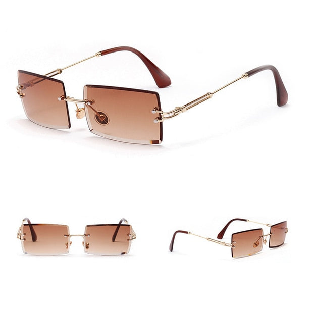 Buy High Quality Rectangle Rimless Sunglasses for Women - Sound21