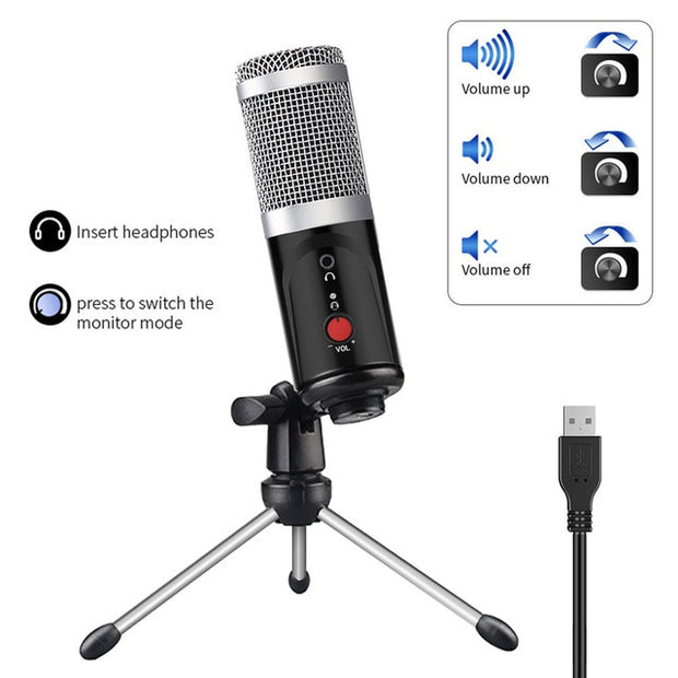 Buy High Quality Condenser Microphone With Tripod USB Computer Studio Microphone - Sound21